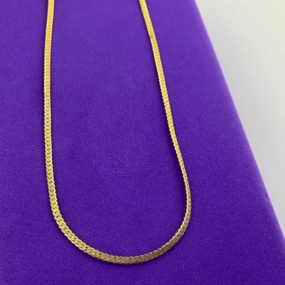 💛 Vintage Gold Plated Herringbone Chain Necklace | Statement Piece